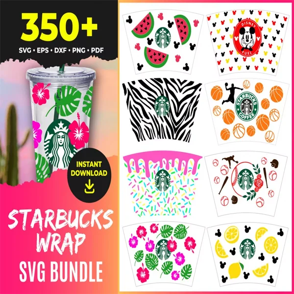 Starbucks Wrap SVG Bundle 350+